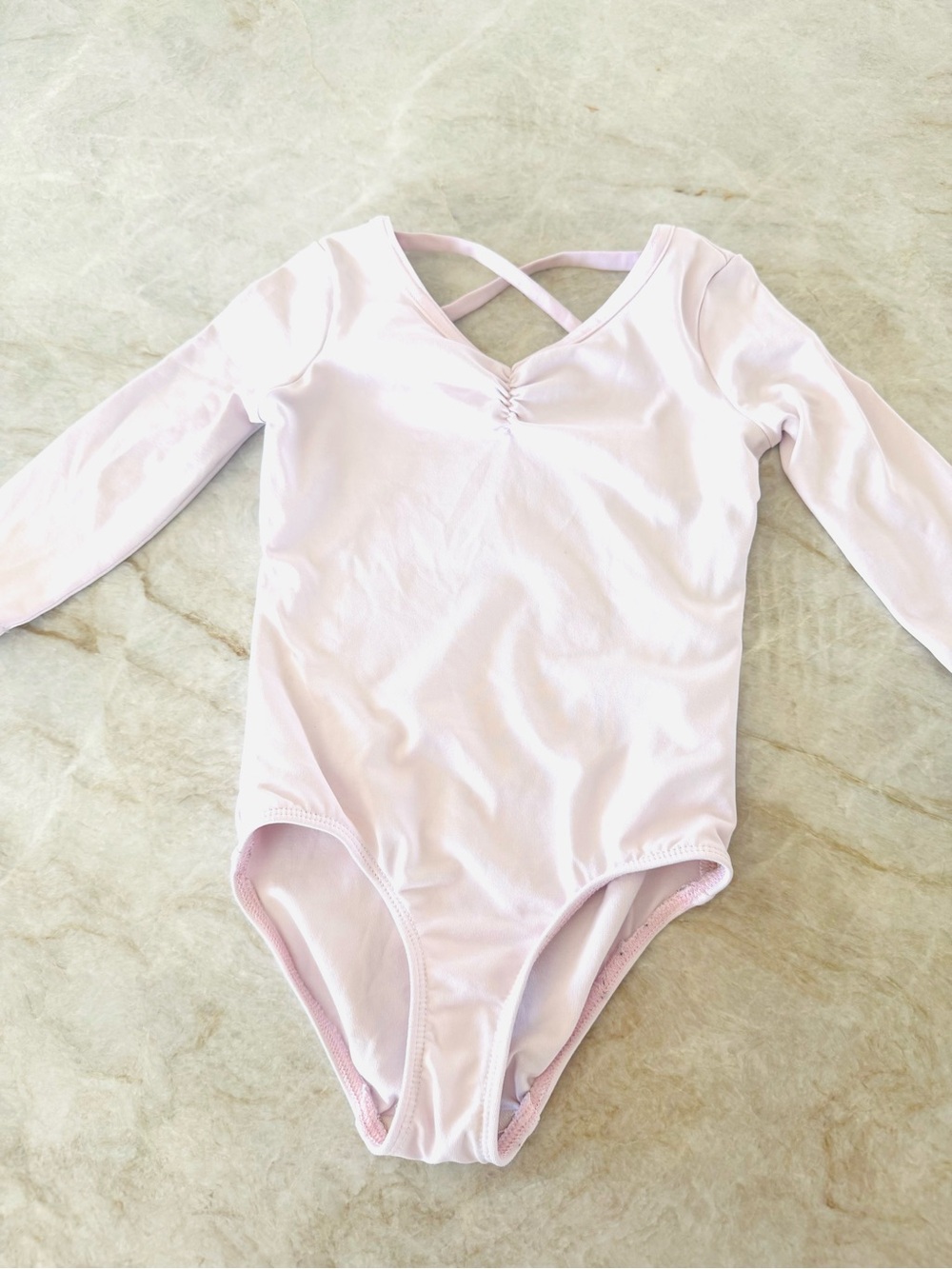 Danskin Now Girls Light Pink Long Sleeve Dance Ballet Leotard Size XS 4-5